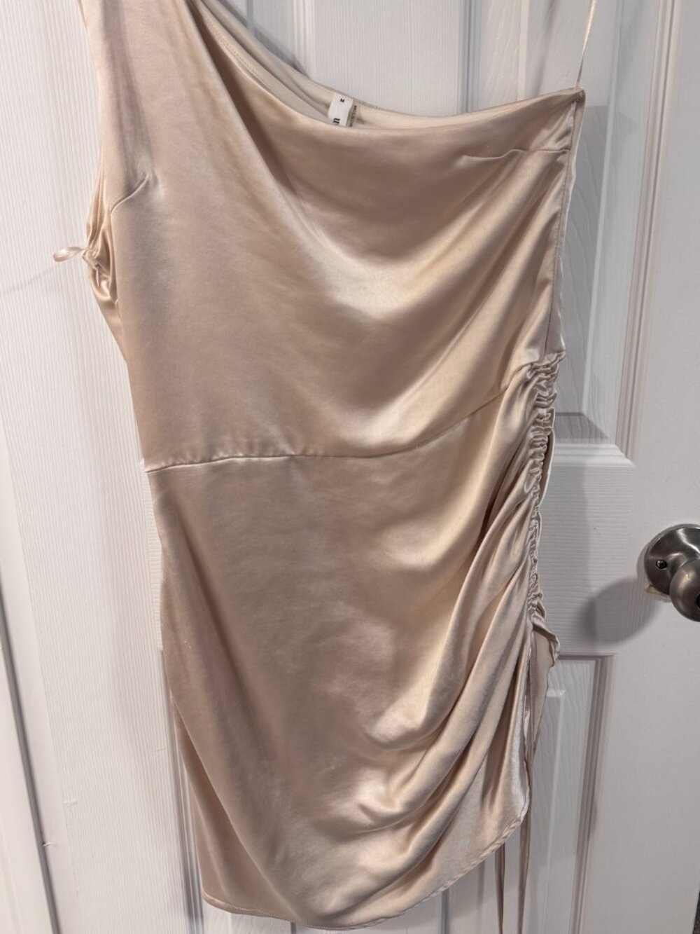 One Shoulder Champagne Mini Dress